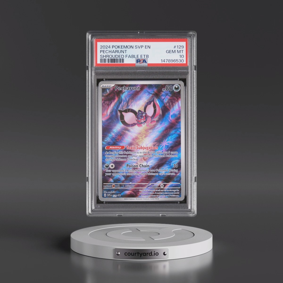 2024 Pokémon Svp EN-SV Black Star Promo #129 Pecharunt - Shrouded Fable Elite Trainer Box (PSA 10 GEM MINT)