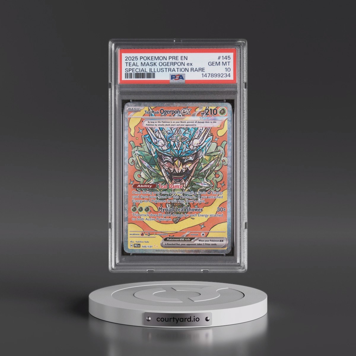 2025 Pokémon Pre EN-Prismatic Evolutions #145 Teal Mask Ogerpon EX - Holo Special Illustration Rare (PSA 10 GEM MINT)