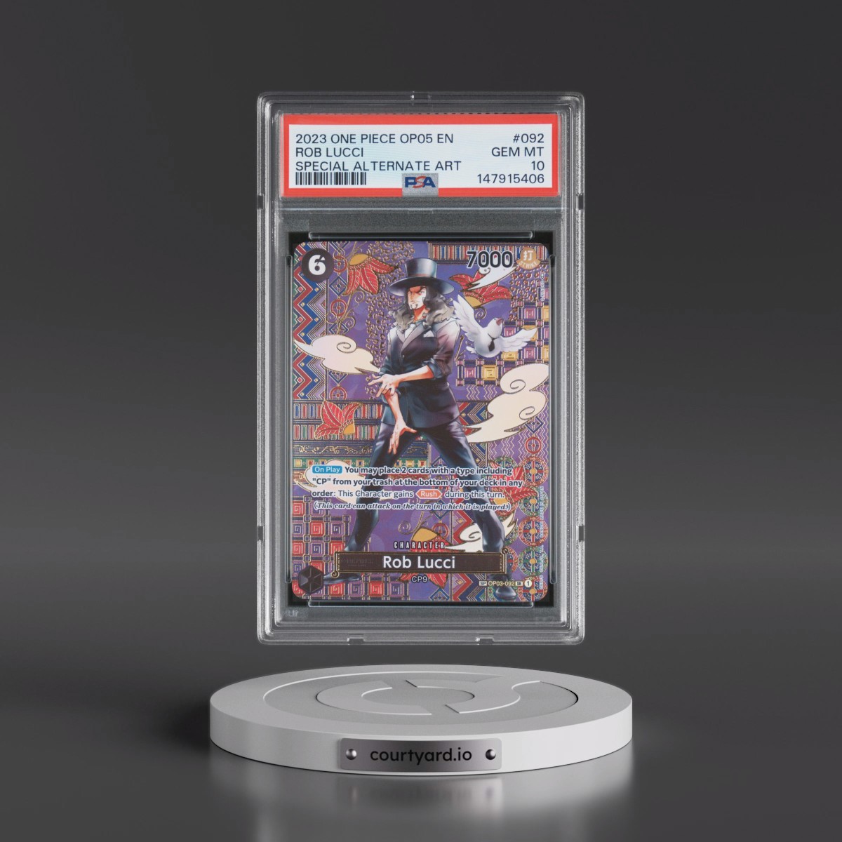 2023 One Piece OP05-Awakening of the New Era #092 Rob Lucci - Special Alternate Art (PSA 10 GEM MINT)