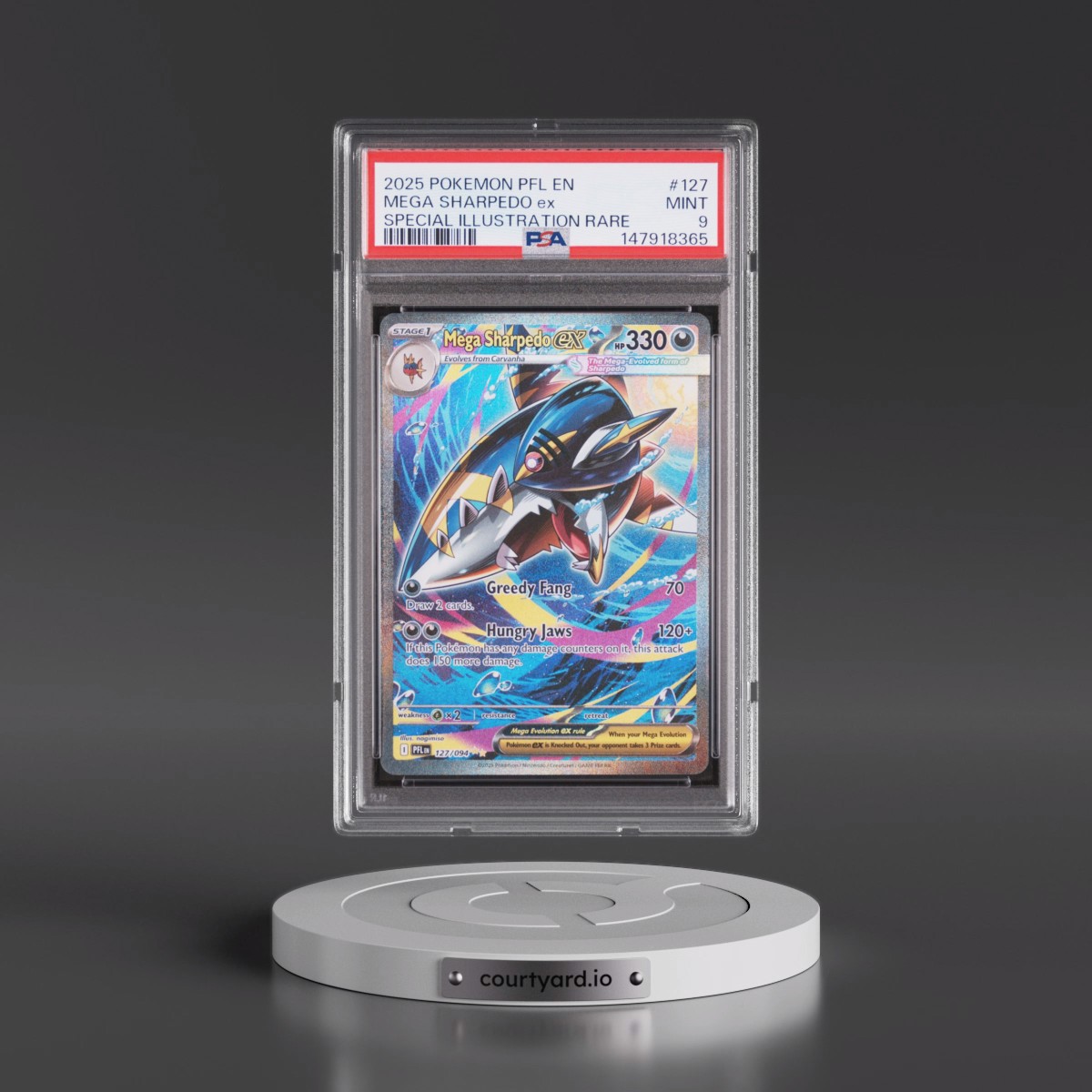 2025 Pokémon Pfl EN-Phantasmal Flames #127 Mega Sharpedo EX - Holo Special Illustration Rare (PSA 9 MINT)