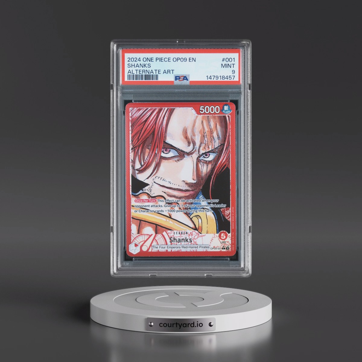 2024 One Piece OP09-Emperors in the New World #001 Shanks - Alternate Art (PSA 9 MINT)
