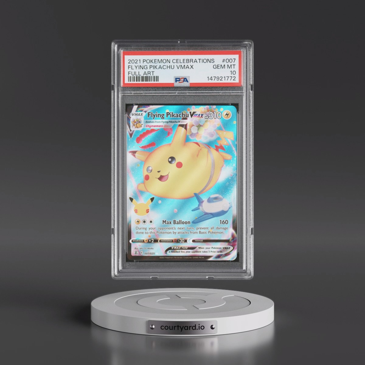 2021 Pokémon Celebrations #007 Flying Pikachu Vmax - Full Art (PSA 10 GEM MINT)