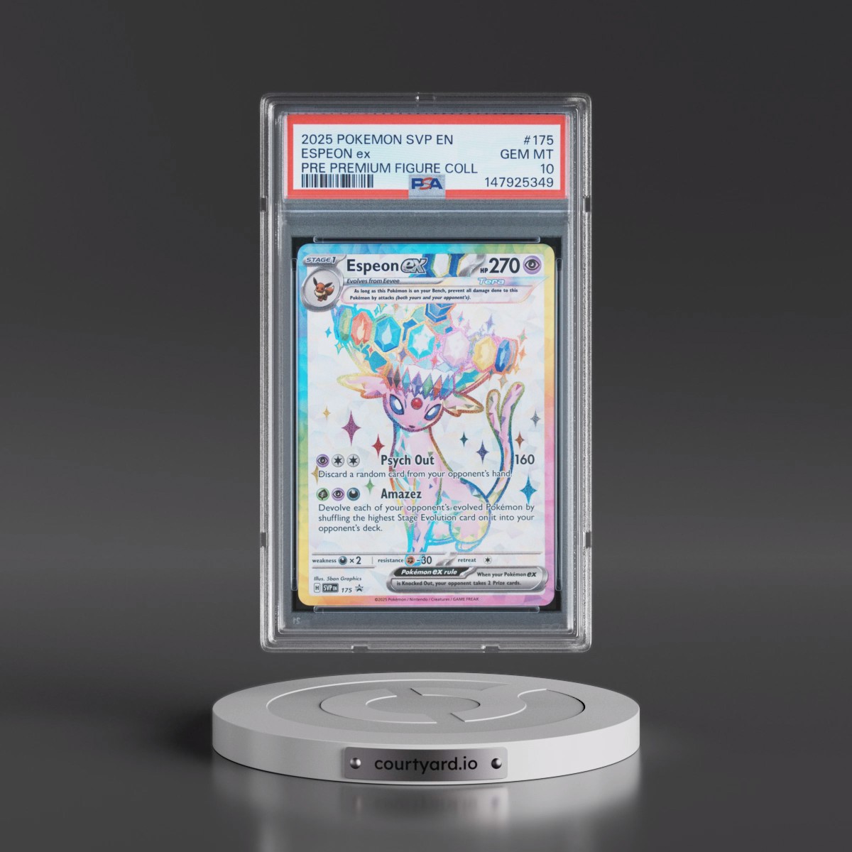 2025 Pokémon Svp EN-SV Black Star Promo #175 Espeon EX - Holo Prismatic Evolutions Premium Figure Collection (PSA 10 GEM MINT)