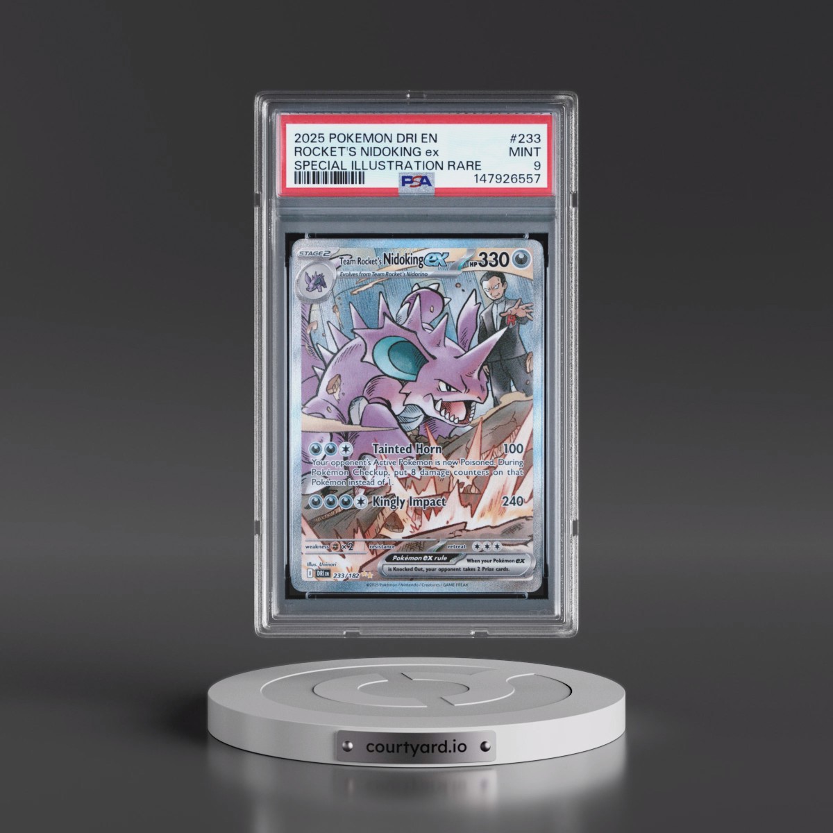 2025 Pokémon Dri EN-Destined Rivals #233 Team Rocket's Nidoking EX - Holo Special Illustration Rare (PSA 9 MINT)