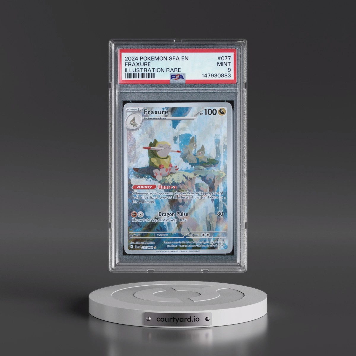 2024 Pokémon Sfa EN-Shrouded Fable #077 Fraxure - Illustration Rare (PSA 9 MINT)