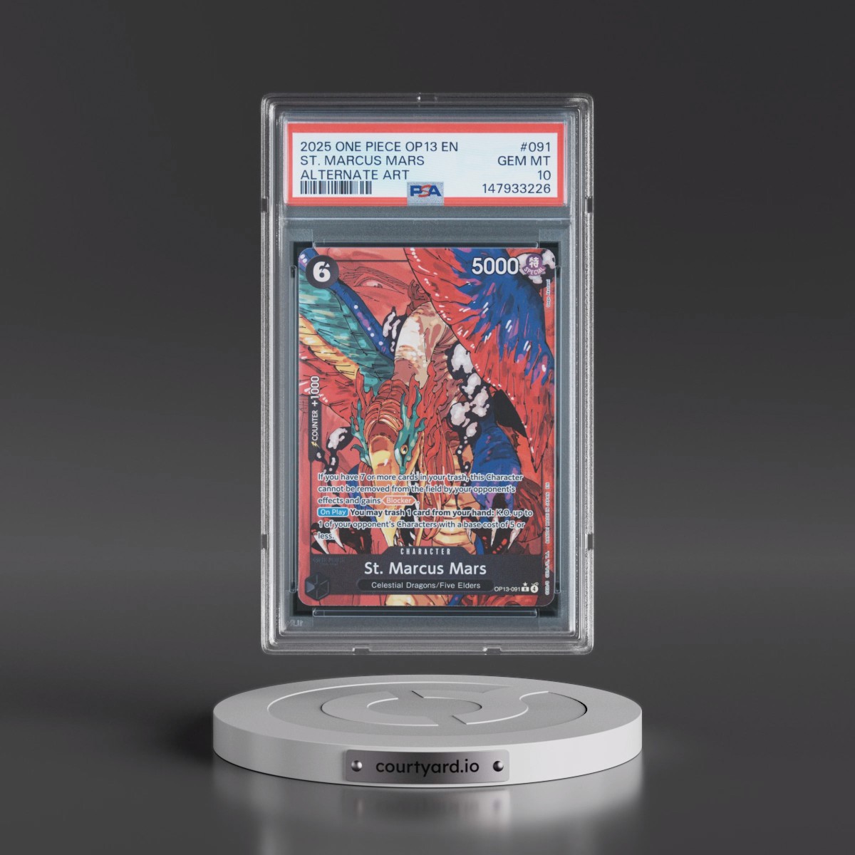 2025 One Piece OP13-Carrying on His Will #091 St. Marcus Mars - Alternate Art (PSA 10 GEM MINT)