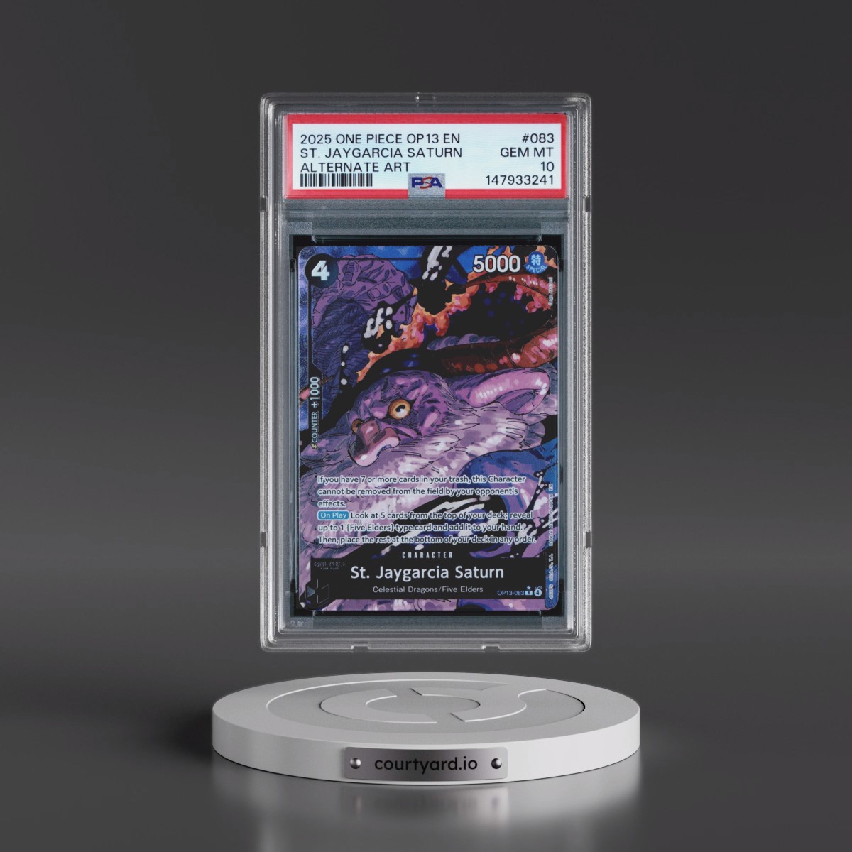 2025 One Piece OP13-Carrying on His Will #083 St. Jaygarcia Saturn - Alternate Art (PSA 10 GEM MINT)