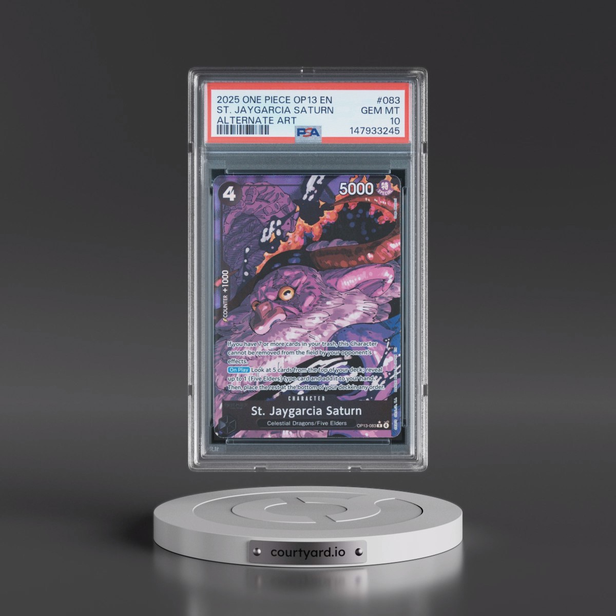 2025 One Piece OP13-Carrying on His Will #083 St. Jaygarcia Saturn - Alternate Art (PSA 10 GEM MINT)