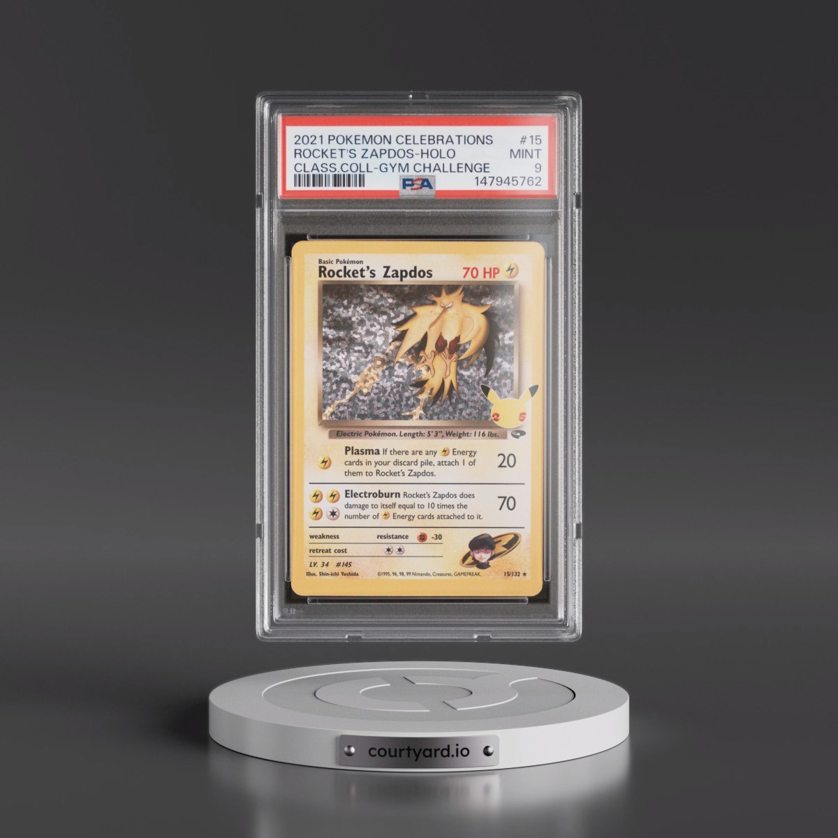 2021 Pokémon Celebrations Classic Collection #15 Rocket's Zapdos - Holo (PSA 9 MINT)