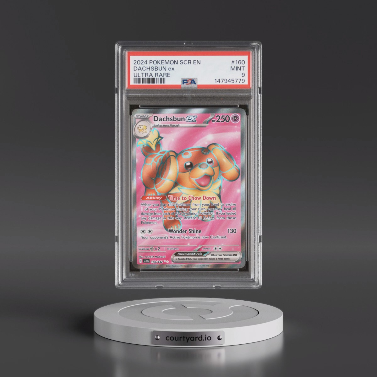 2024 Pokémon Scr EN-Stellar Crown #160 Dachsbun EX - Holo Ultra Rare (PSA 9 MINT)