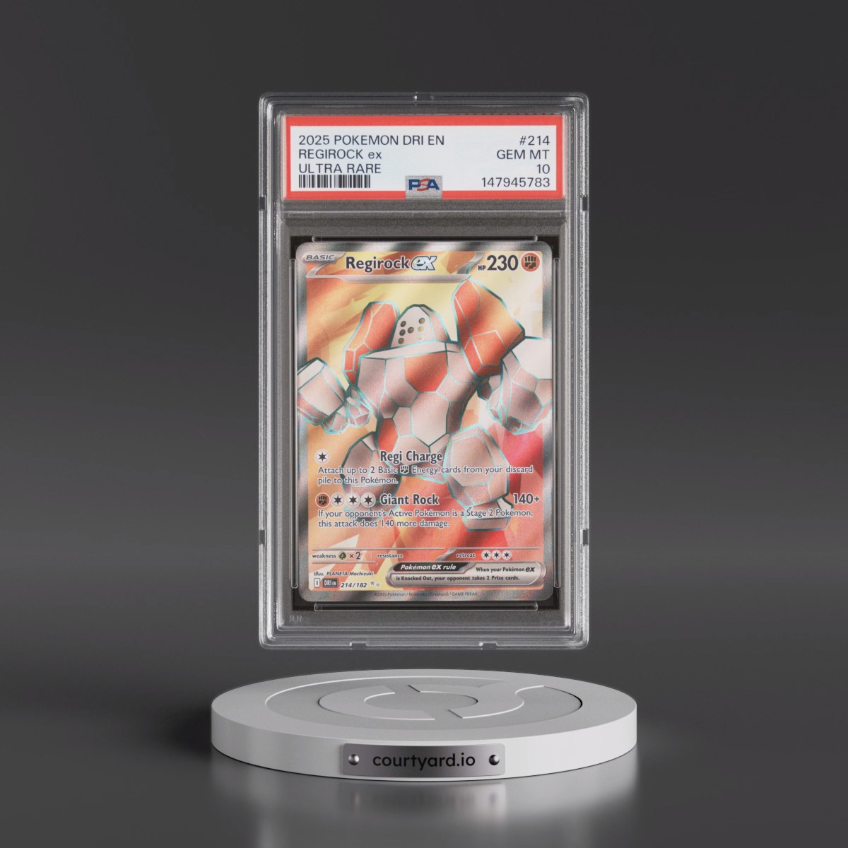 2025 Pokémon Dri EN-Destined Rivals #214 Regirock EX - Holo Ultra Rare (PSA 10 GEM MINT)