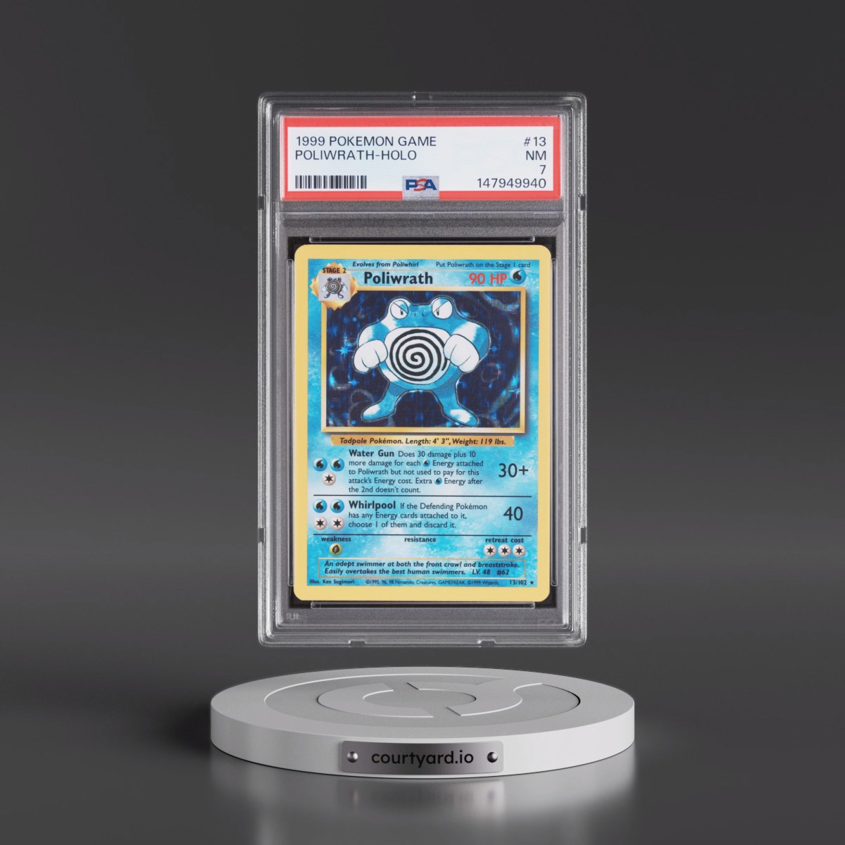 1999 Pokémon Game #13 Poliwrath - Holo (PSA 7 NM)