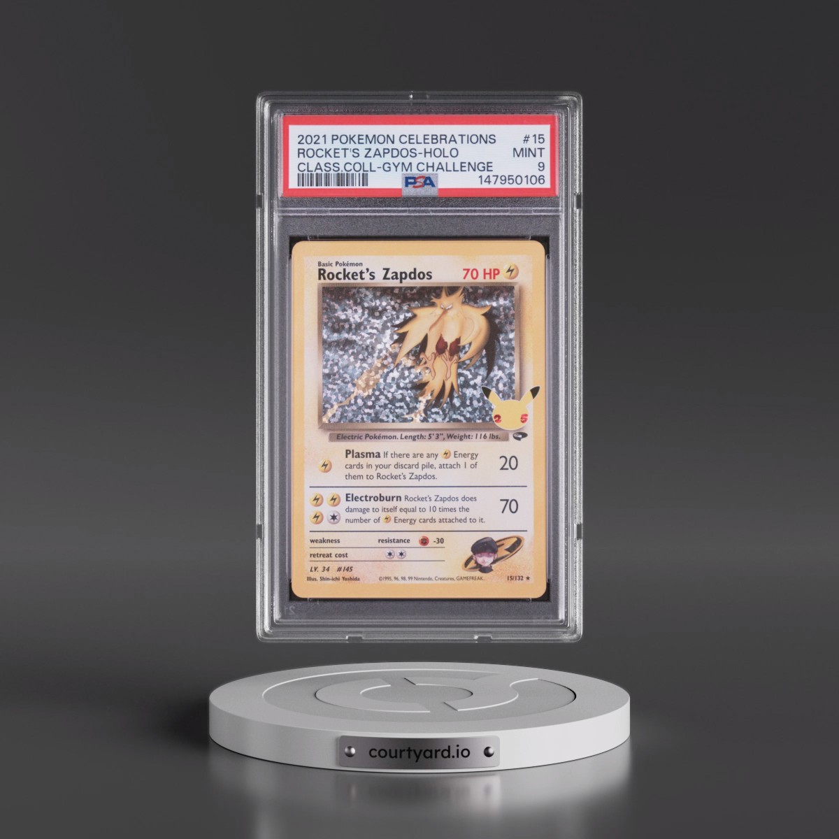 2021 Pokémon Celebrations Classic Collection #15 Rocket's Zapdos - Holo (PSA 9 MINT)