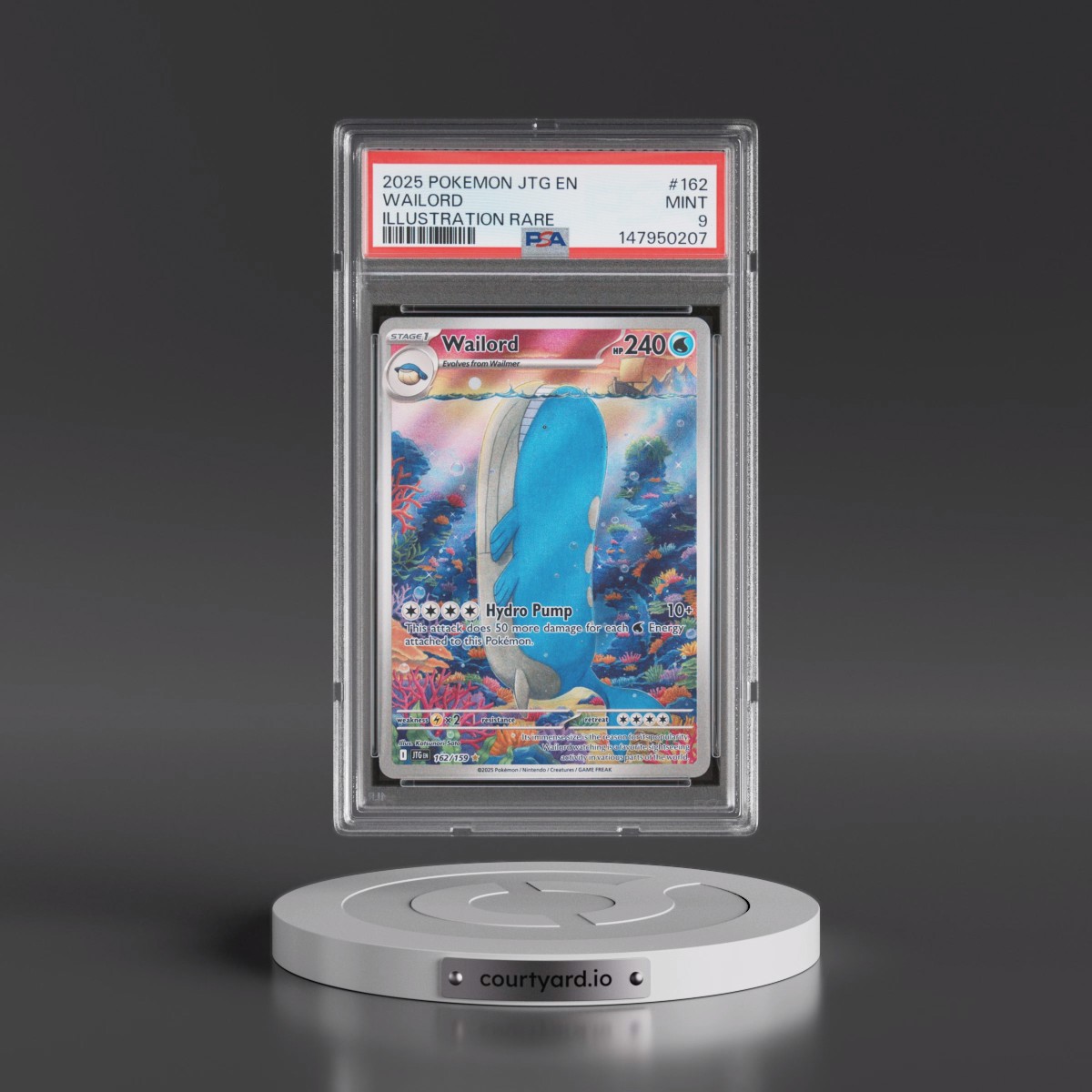 2025 Pokémon Jtg EN-Journey Together #162 Wailord - Illustration Rare (PSA 9 MINT)
