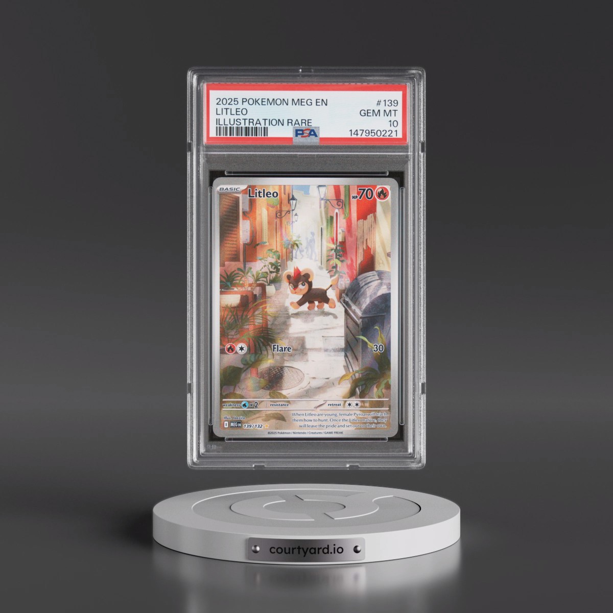 2025 Pokémon Meg EN-Mega Evolution #139 Litleo - Illustration Rare (PSA 10 GEM MINT)