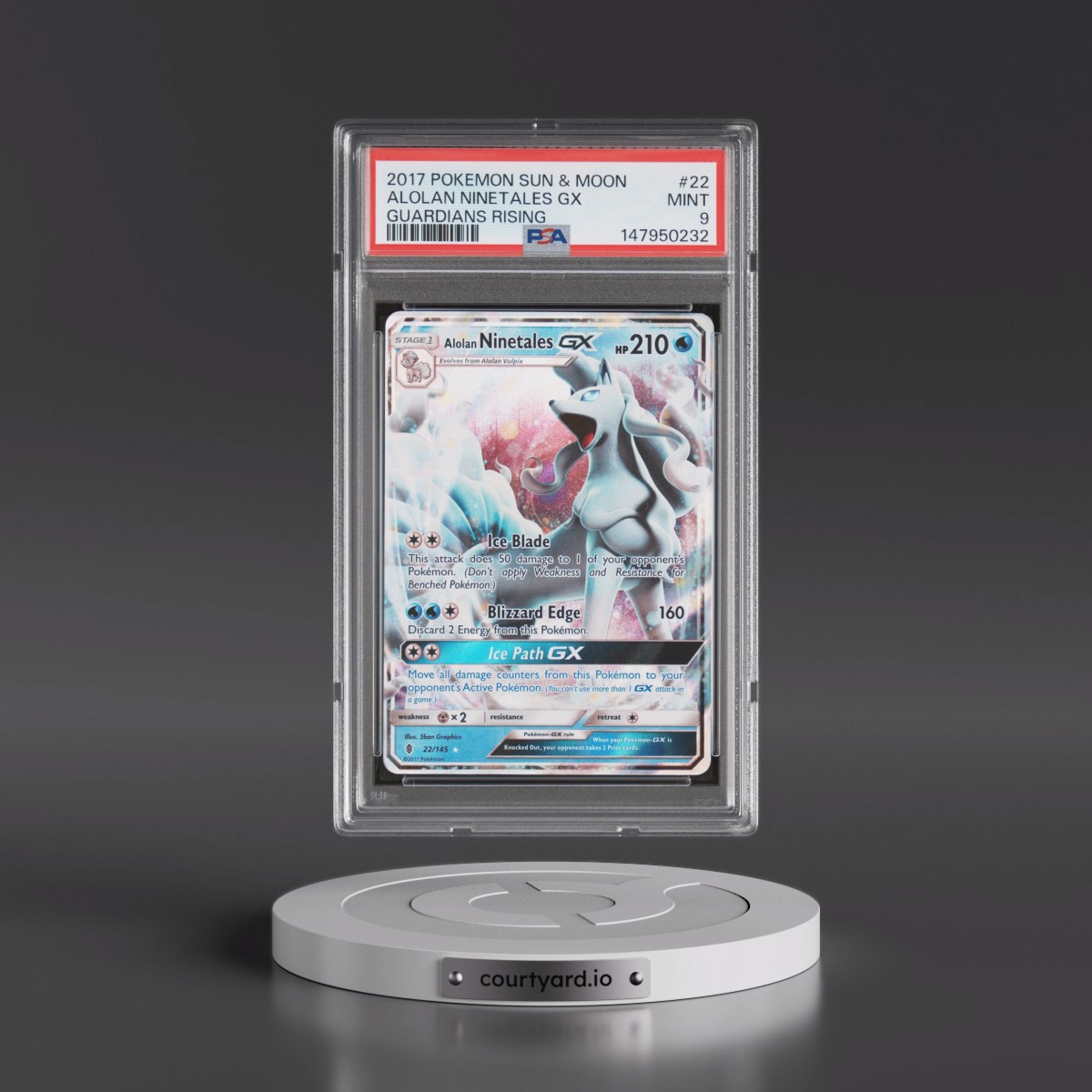 2017 Pokémon Sun & Moon Guardians Rising #22 Alolan Ninetales GX - Holo (PSA 9 MINT)