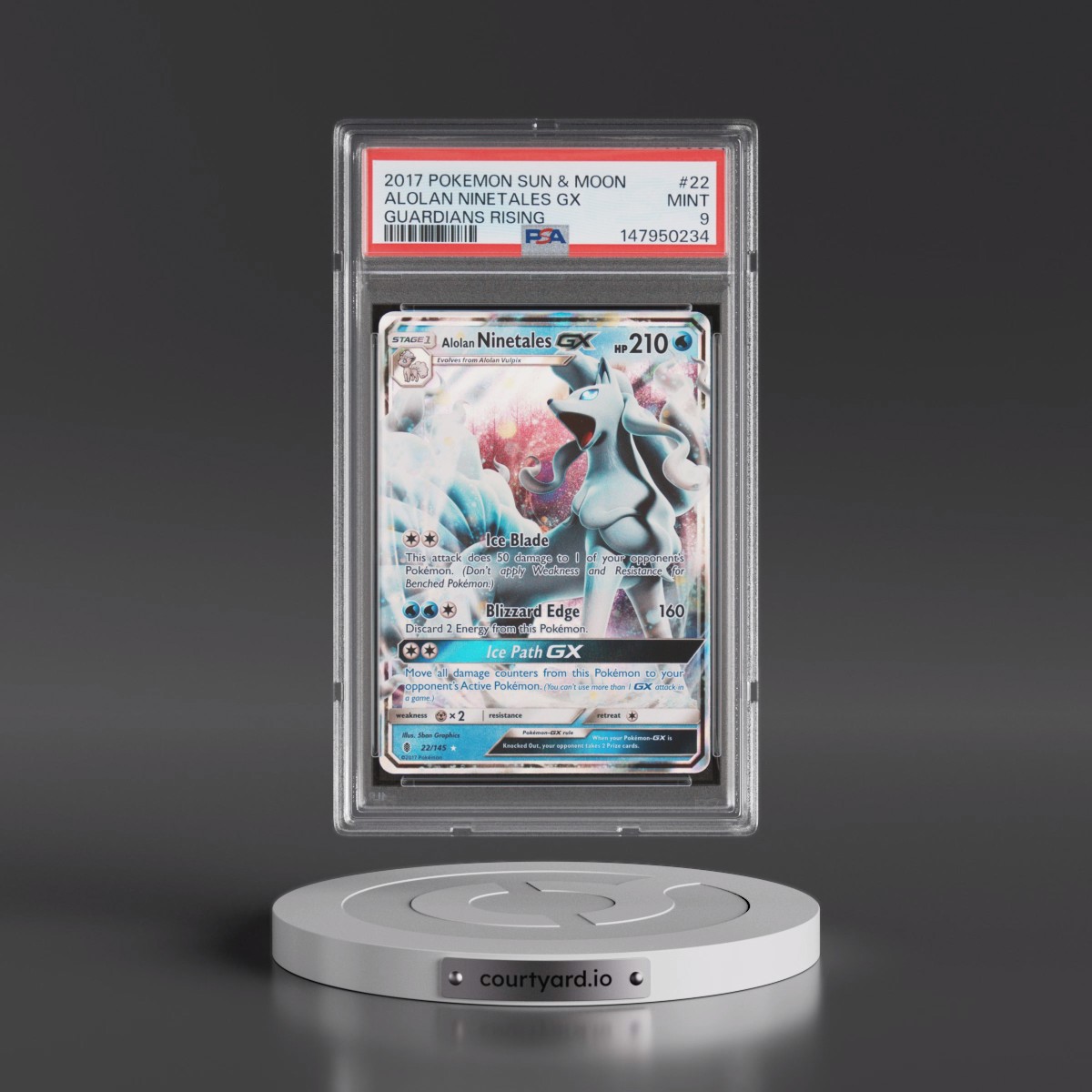 2017 Pokémon Sun & Moon Guardians Rising #22 Alolan Ninetales GX - Holo (PSA 9 MINT)