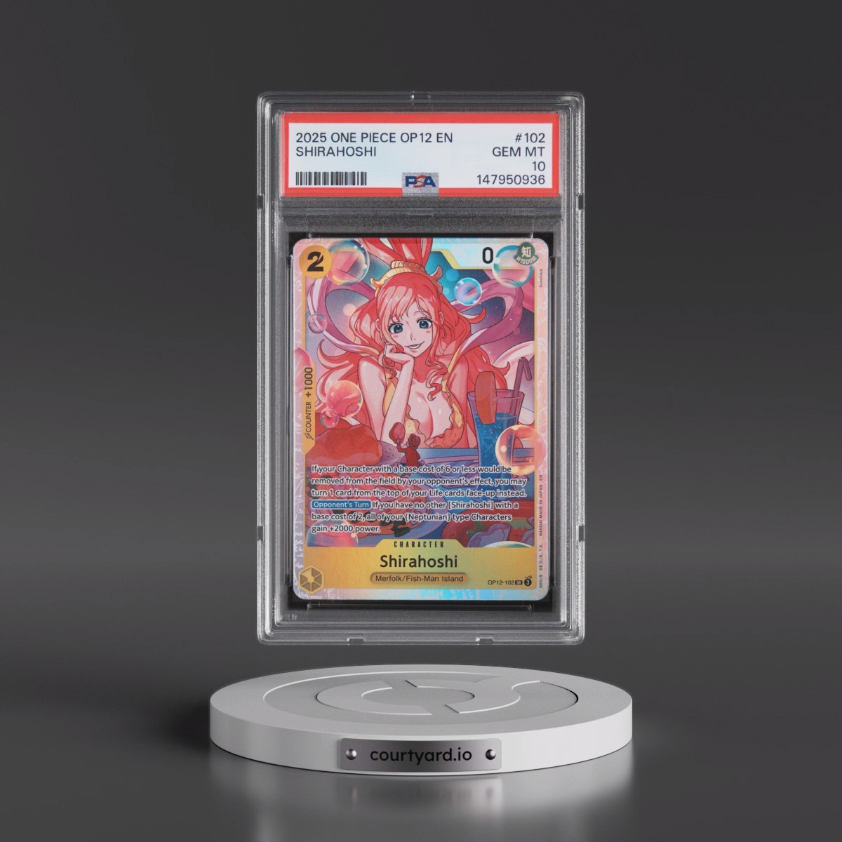 2025 One Piece OP12-Legacy of the Master #102 Shirahoshi (PSA 10 GEM MINT)