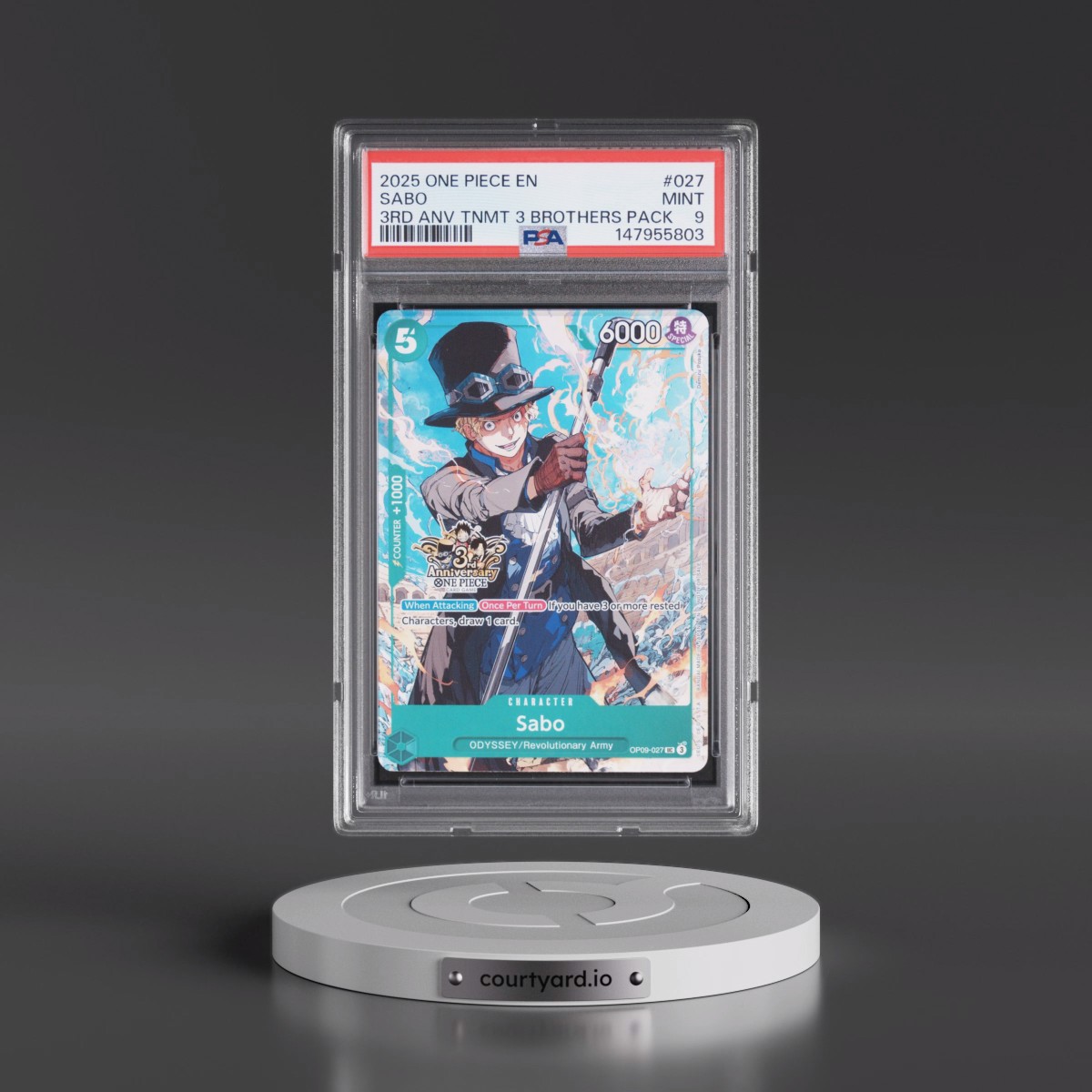 2025 One Piece 3rd Anniversary Tournament 3 Brothers Pack #027 Sabo (PSA 9 MINT)