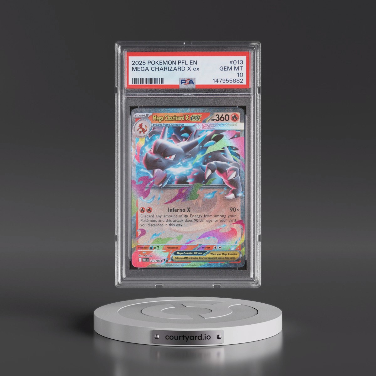 2025 Pokémon Pfl EN-Phantasmal Flames #013 Mega Charizard X EX - Holo (PSA 10 GEM MINT)