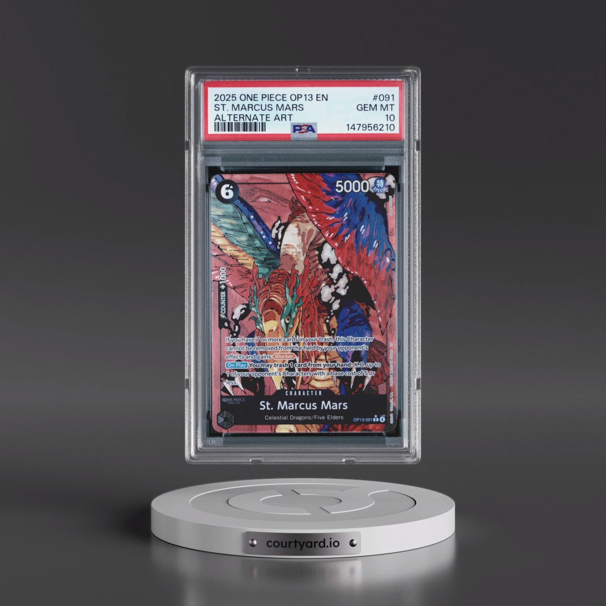 2025 One Piece OP13-Carrying on His Will #091 St. Marcus Mars - Alternate Art (PSA 10 GEM MINT)
