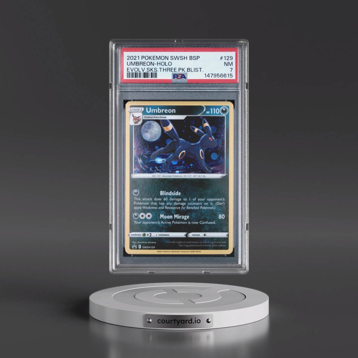 2021 Pokémon Swsh Black Star Promo #129 Umbreon - Holo Evolving Skies Three Pack Blisters (PSA 7 NM)