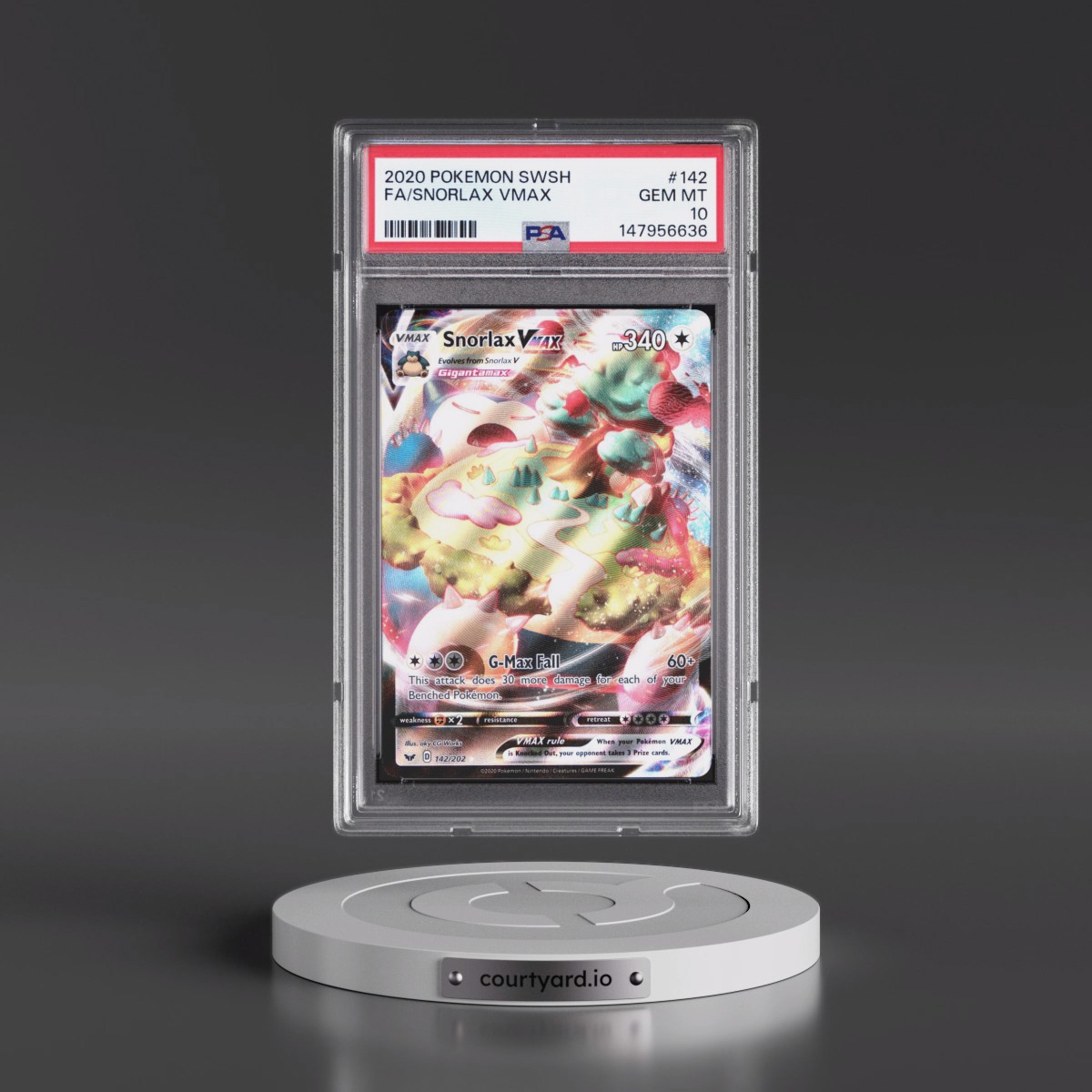 2020 Pokémon Sword & Shield #142 Snorlax Vmax - Full Art (PSA 10 GEM MINT)