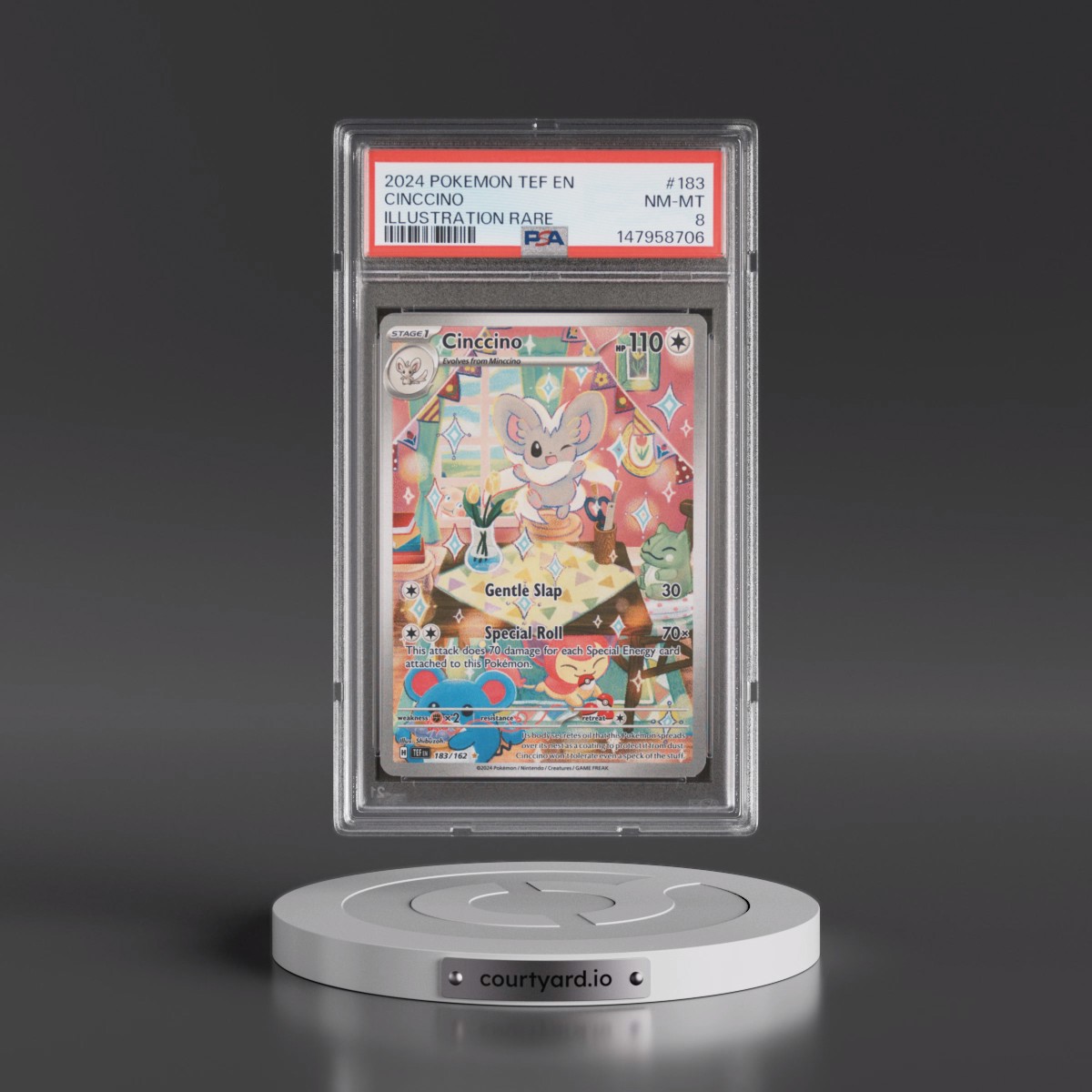 2024 Pokémon Tef EN-Temporal Forces #183 Cinccino - Illustration Rare (PSA 8 NM-MT)