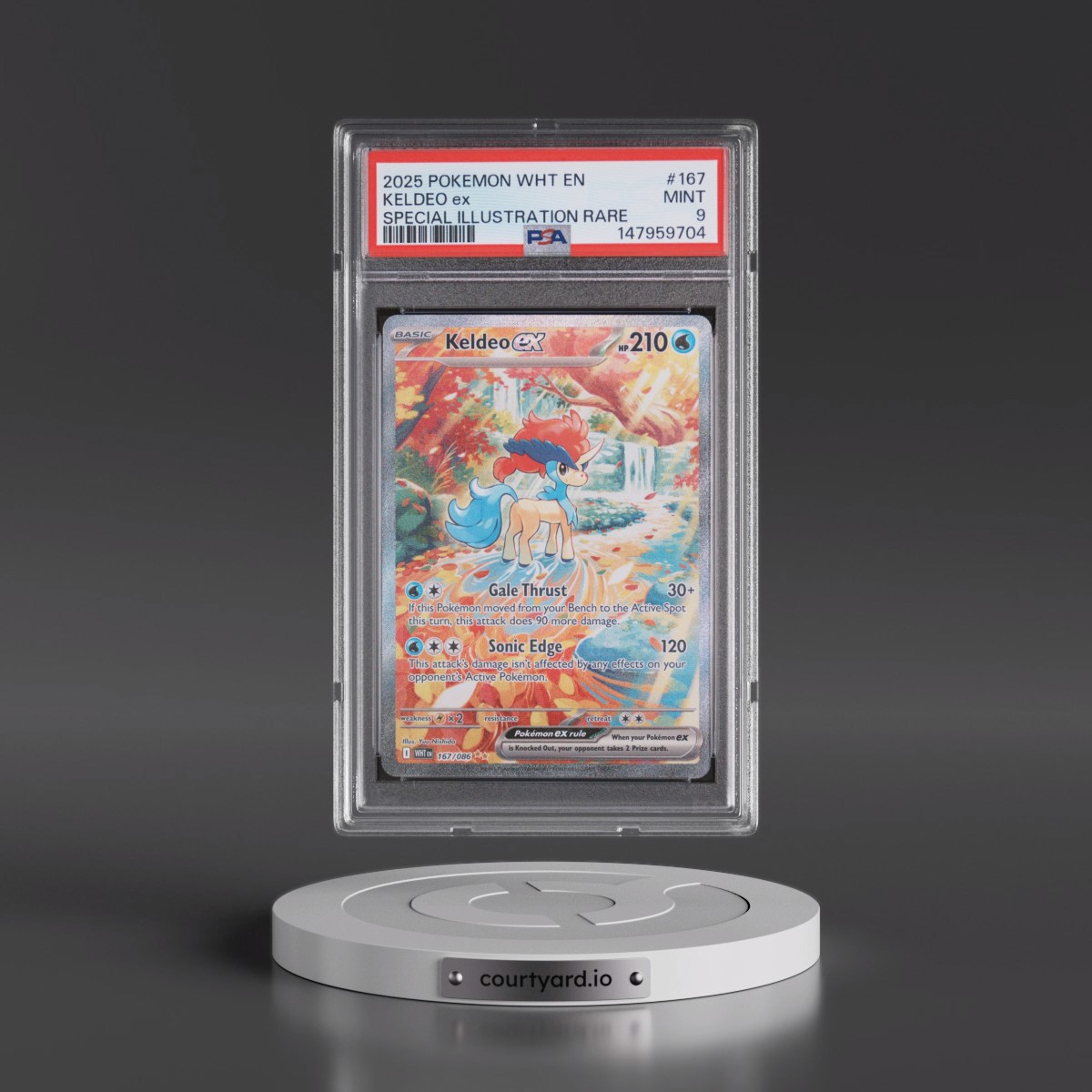 2025 Pokémon Wht EN-White Flare #167 Keldeo EX - Holo Special Illustration Rare (PSA 9 MINT)