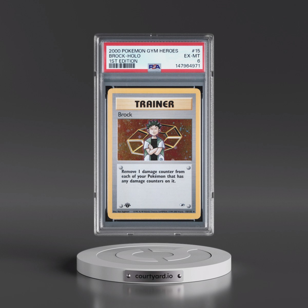2000 Pokémon Gym Heroes #15 Brock - 1st Edition Holo (PSA 6 EX-MT)