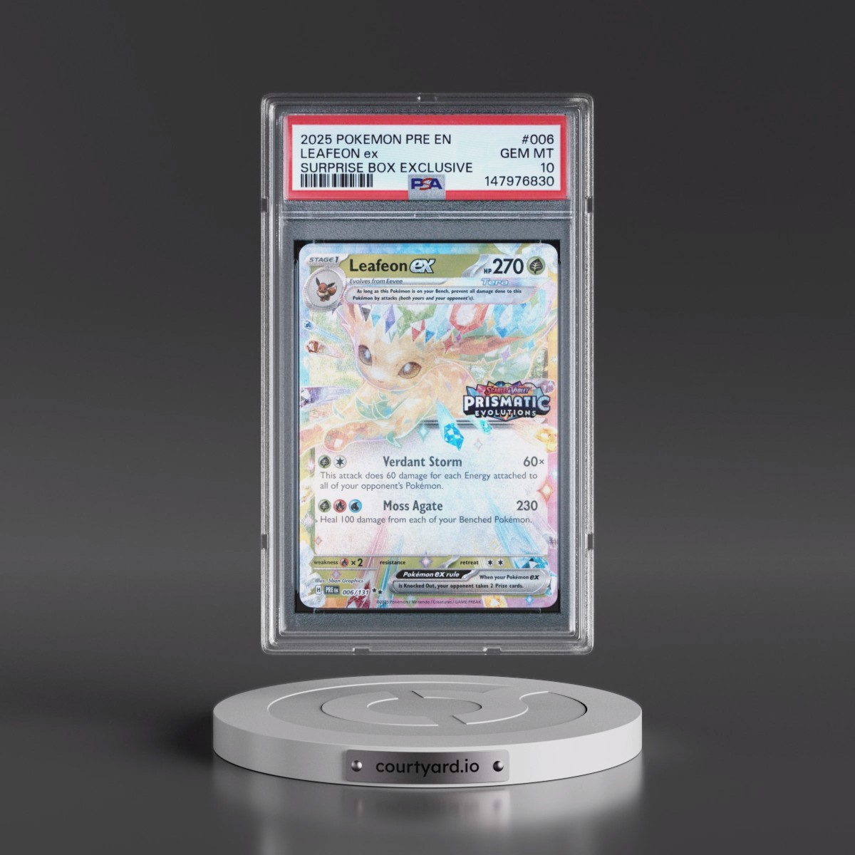 2025 Pokémon Pre EN-Prismatic Evolutions #006 Leafeon EX - Holo Surprise Box Exclusive (PSA 10 GEM MINT)