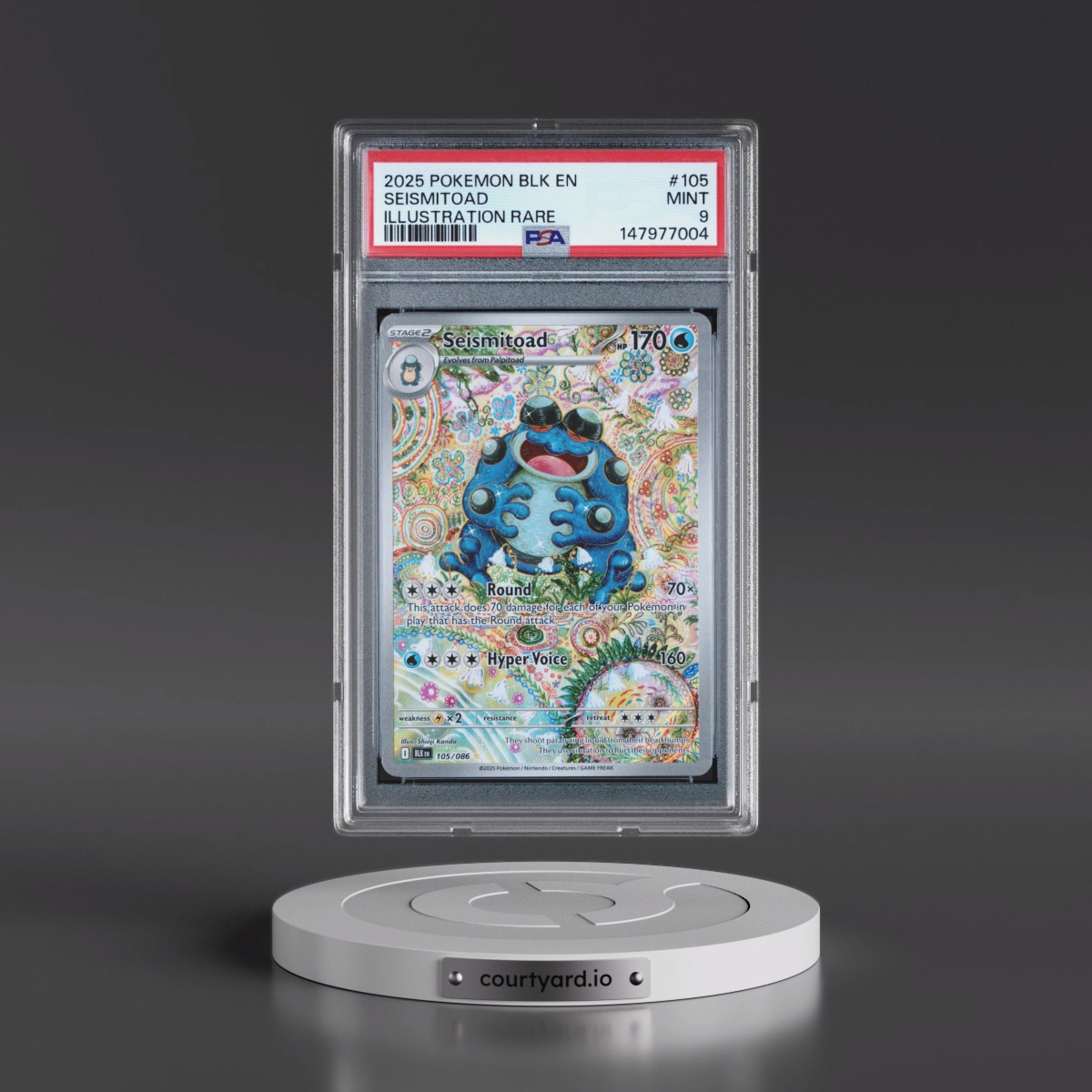 2025 Pokémon Blk EN-Black Bolt #105 Seismitoad - Illustration Rare (PSA 9 MINT)