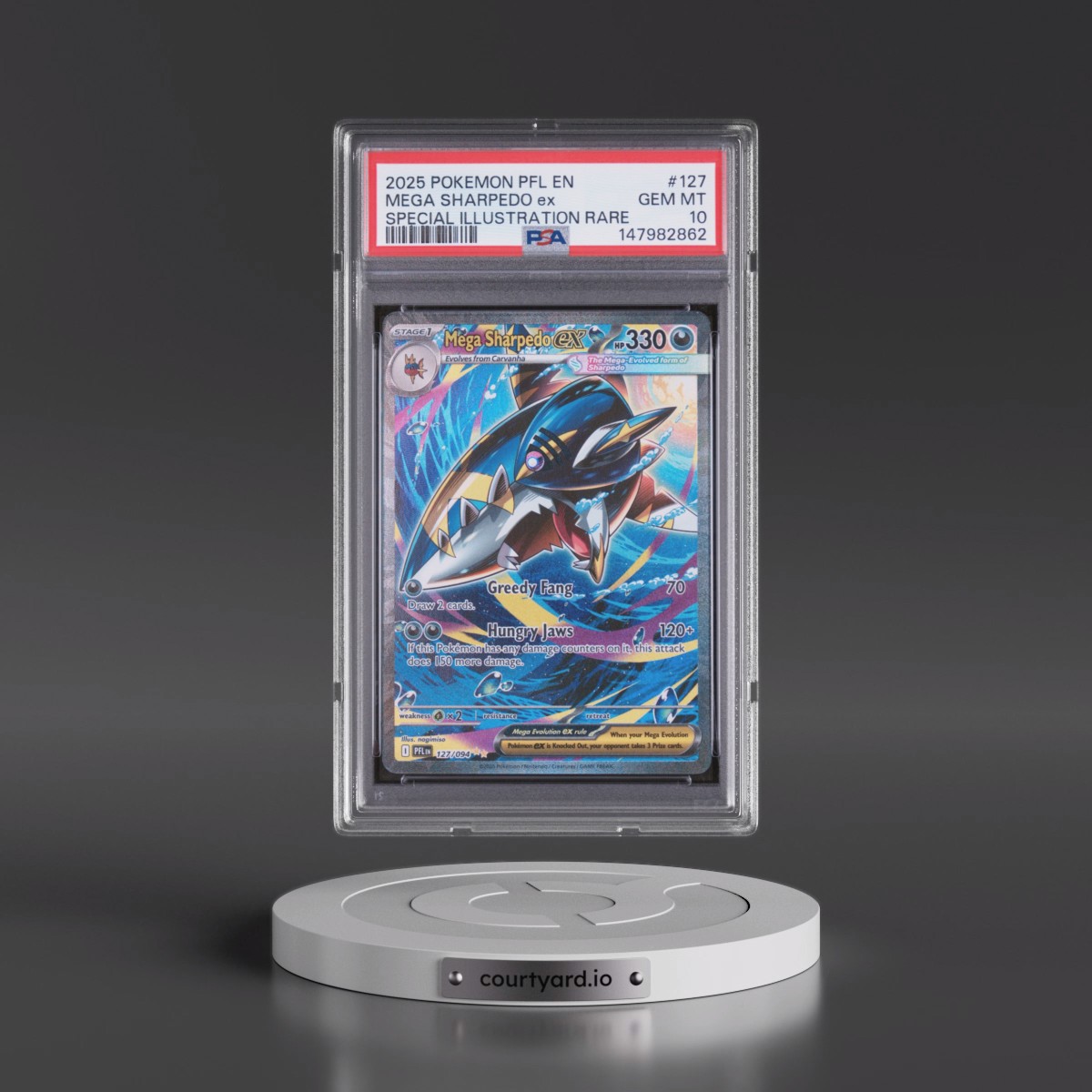 2025 Pokémon Pfl EN-Phantasmal Flames #127 Mega Sharpedo EX - Holo Special Illustration Rare (PSA 10 GEM MINT)