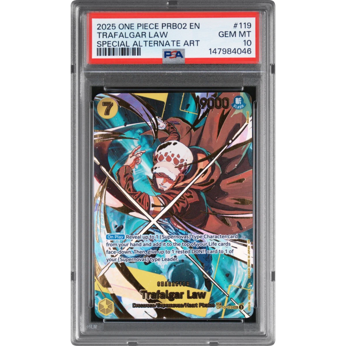 2025 One Piece PRB02-Premium Booster -One Piece Card the Best- Vol.2 #119 Trafalgar Law - Special Alternate Art (PSA 10 GEM MINT)