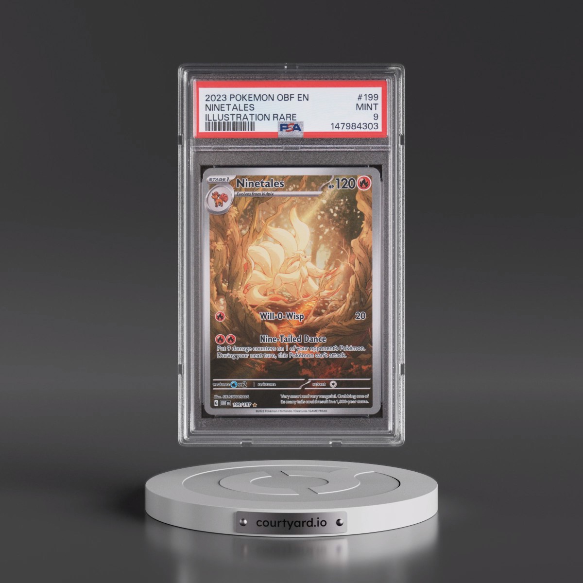 2023 Pokémon Obf EN-Obsidian Flames #199 Ninetales - Illustration Rare (PSA 9 MINT)