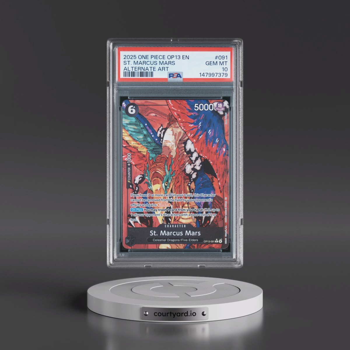 2025 One Piece OP13-Carrying on His Will #091 St. Marcus Mars - Alternate Art (PSA 10 GEM MINT)