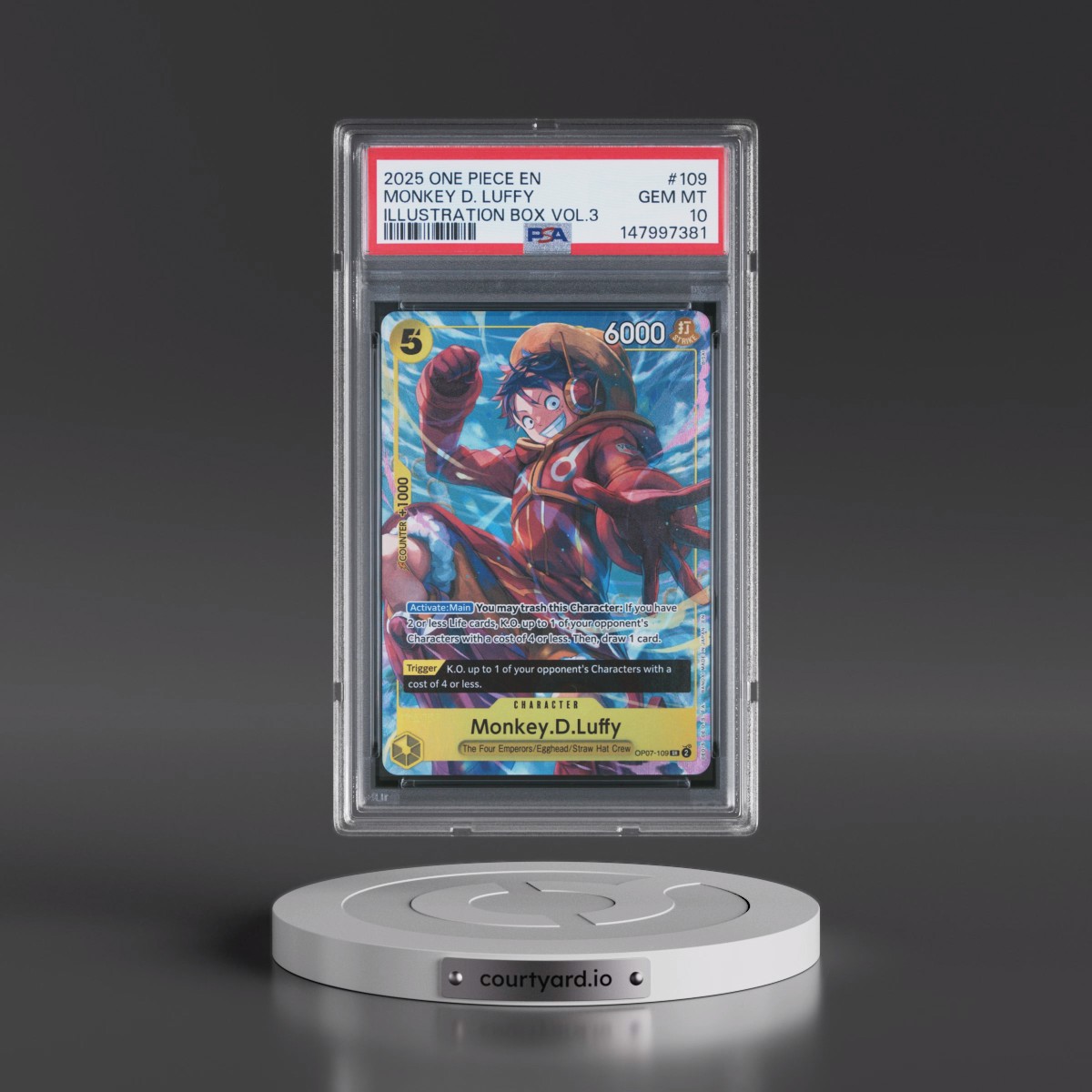 2025 One Piece Promos #109 Monkey D. Luffy - Illustration Box Vol.3 (PSA 10 GEM MINT)