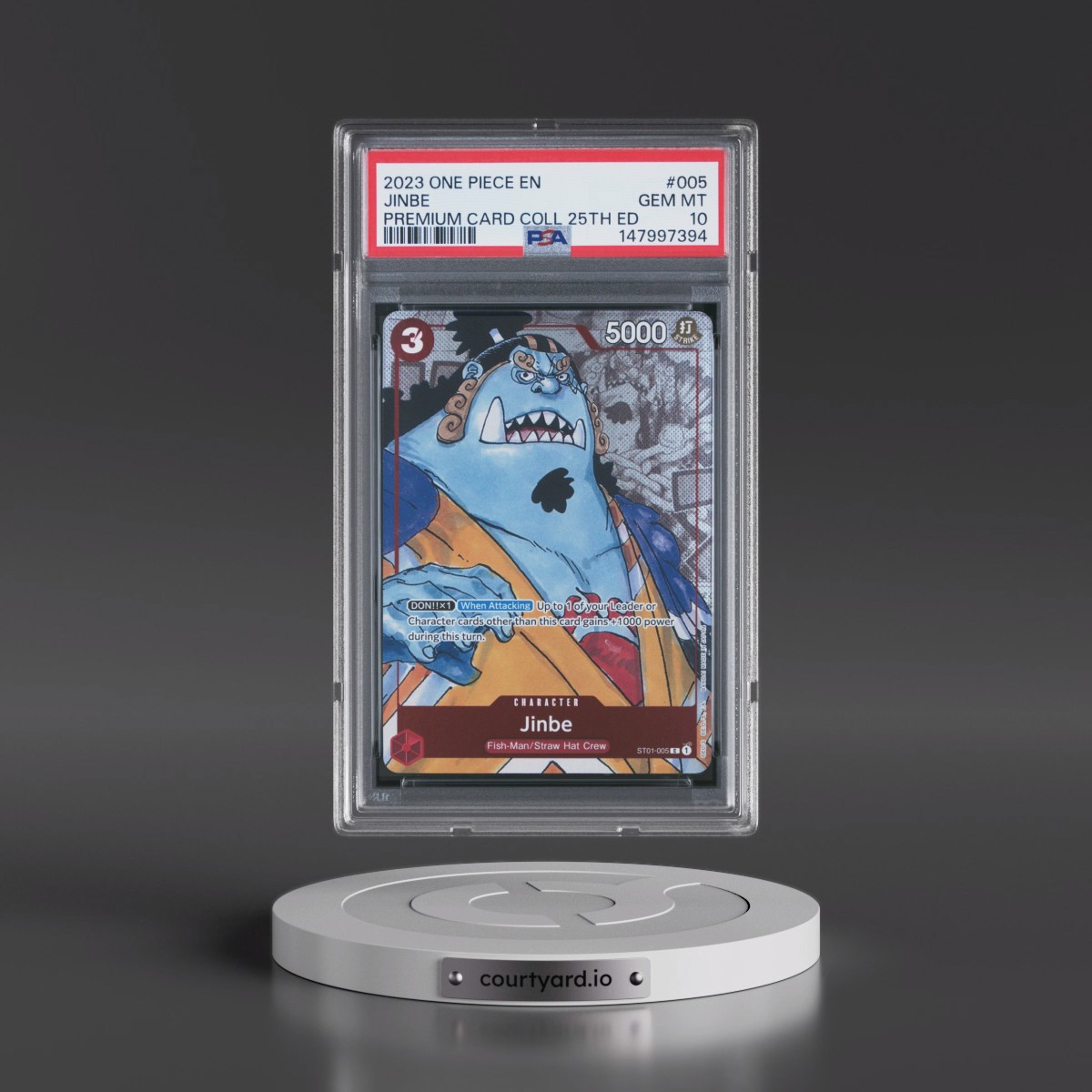 2023 One Piece Premium Bandai Premium Card Collection 25th Edition #005 Jinbe (PSA 10 GEM MINT)