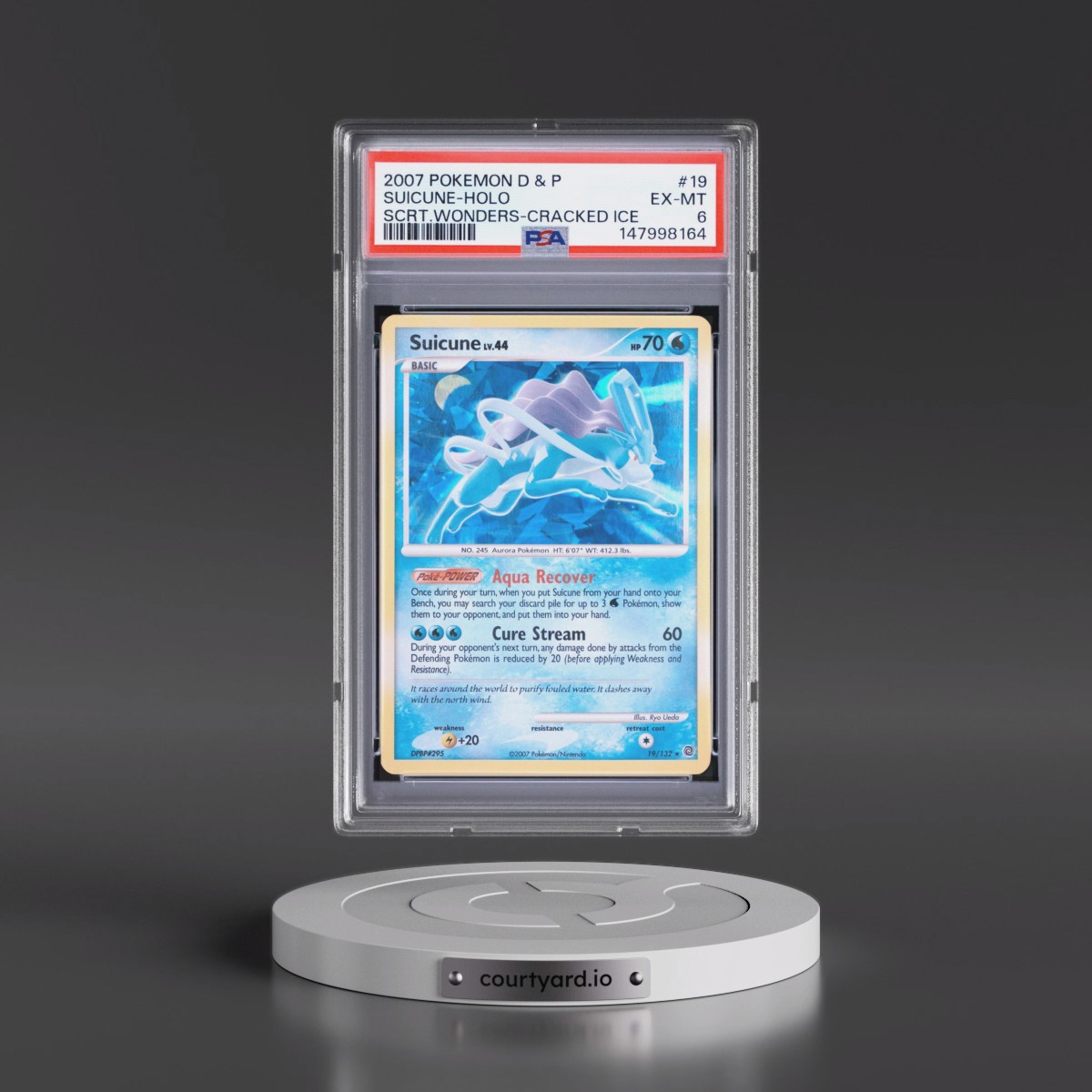 2007 Pokémon Diamond & Pearl Secret Wonders #19 Suicune - Holo Cracked Ice (PSA 6 EX-MT)