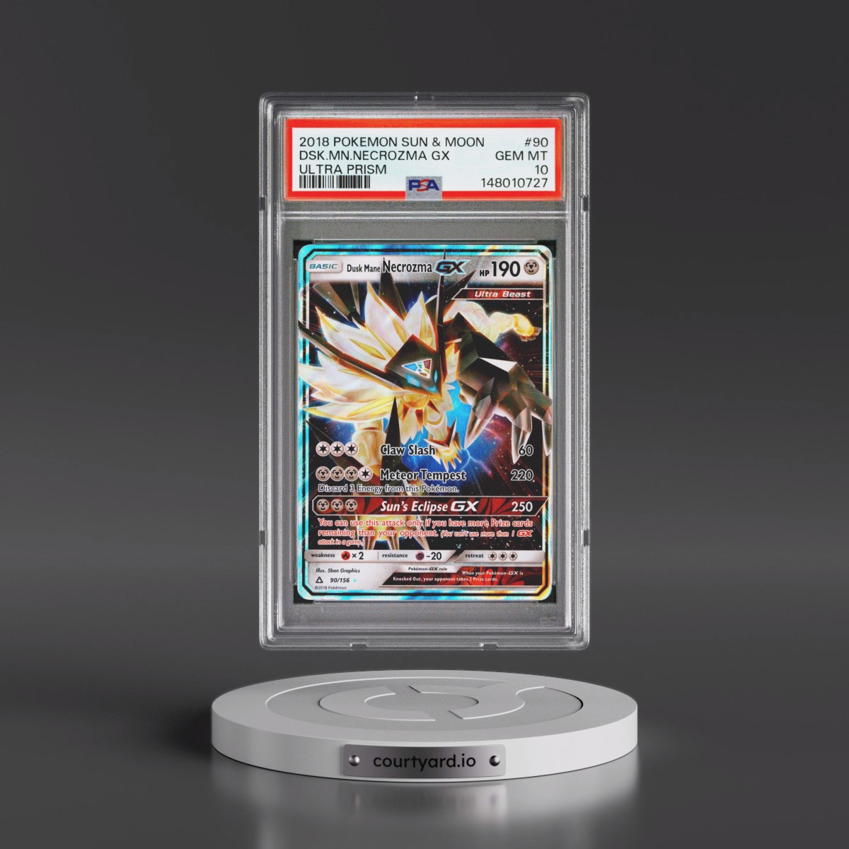 2018 Pokémon Sun & Moon Ultra Prism #90 Dusk Mane Necrozma GX - Holo (PSA 10 GEM MINT)