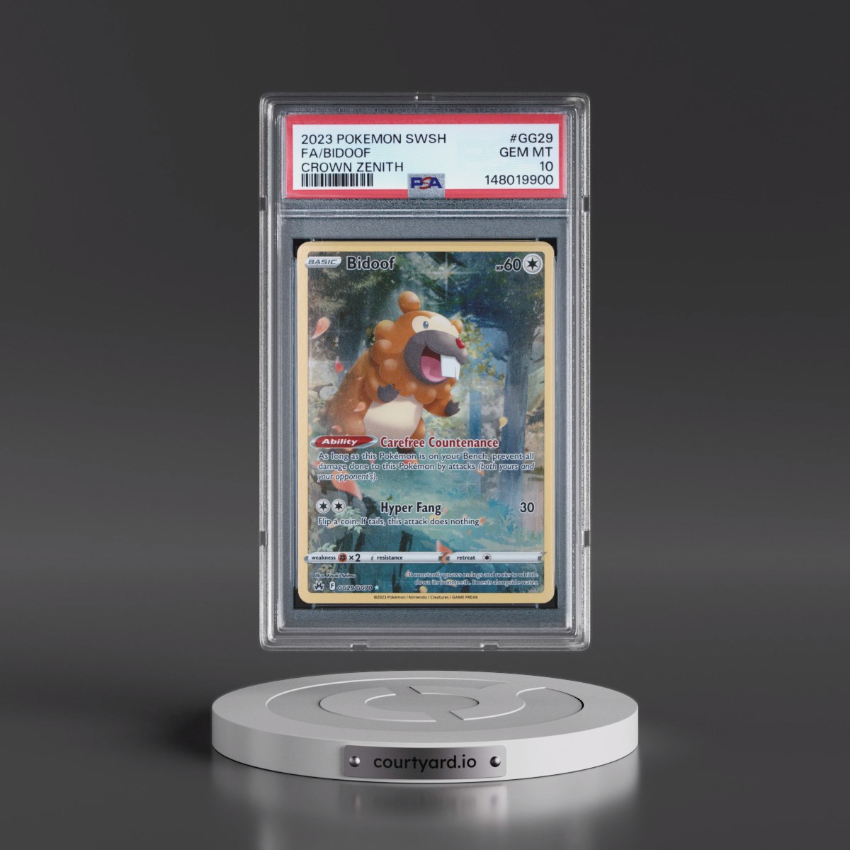2023 Pokémon Sword and Shield Crown Zenith #GG29 Bidoof - Full Art (PSA 10 GEM MINT)