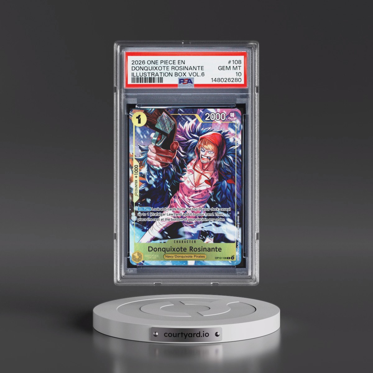 2026 One Piece Promos #108 Donquixote Rosinante - Illustration Box Vol.6 (PSA 10 GEM MINT)
