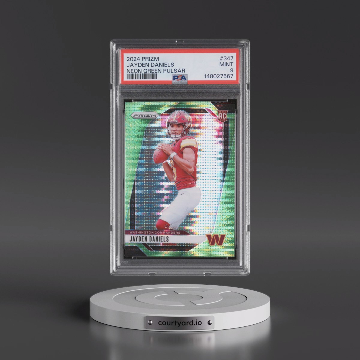 2024 Panini Prizm #347 Jayden Daniels - Neon Green Pulsar (PSA 9 MINT)