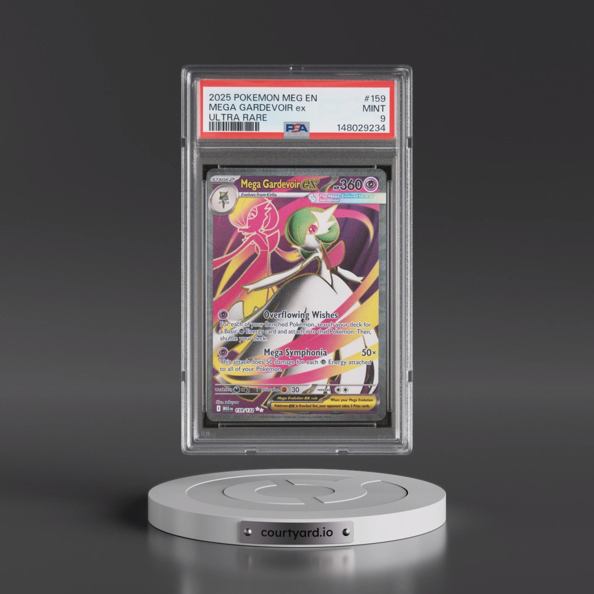 2025 Pokémon Meg EN-Mega Evolution #159 Mega Gardevoir EX - Holo Ultra Rare (PSA 9 MINT)