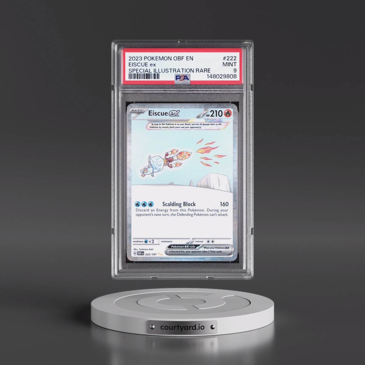 2023 Pokémon Obf EN-Obsidian Flames #222 Eiscue EX - Holo Special Illustration Rare (PSA 9 MINT)