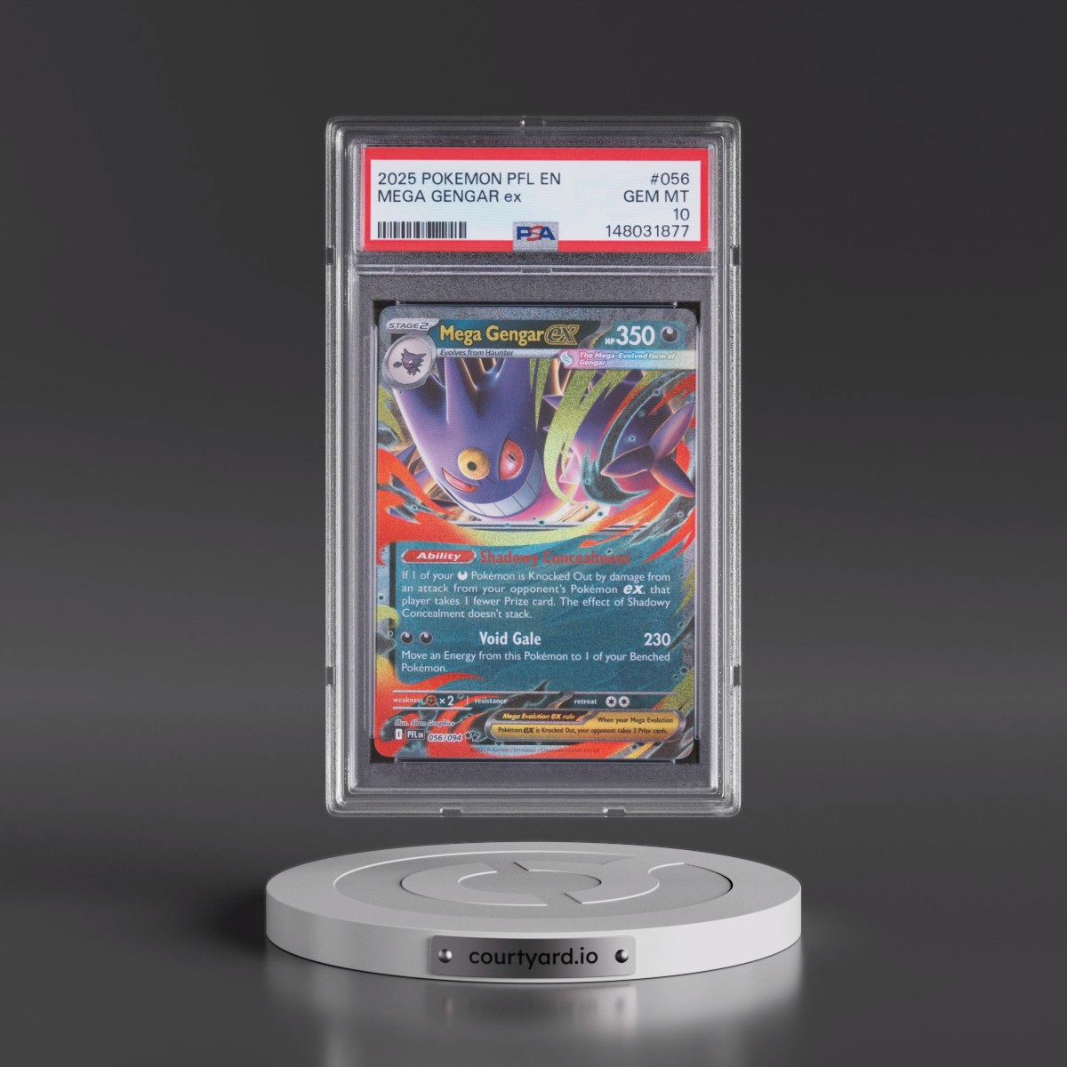 2025 Pokémon Pfl EN-Phantasmal Flames #056 Mega Gengar EX - Holo (PSA 10 GEM MINT)