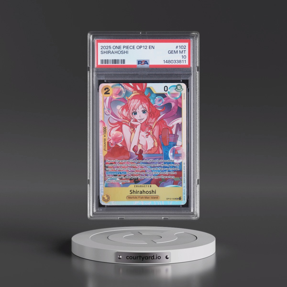 2025 One Piece OP12-Legacy of the Master #102 Shirahoshi (PSA 10 GEM MINT)