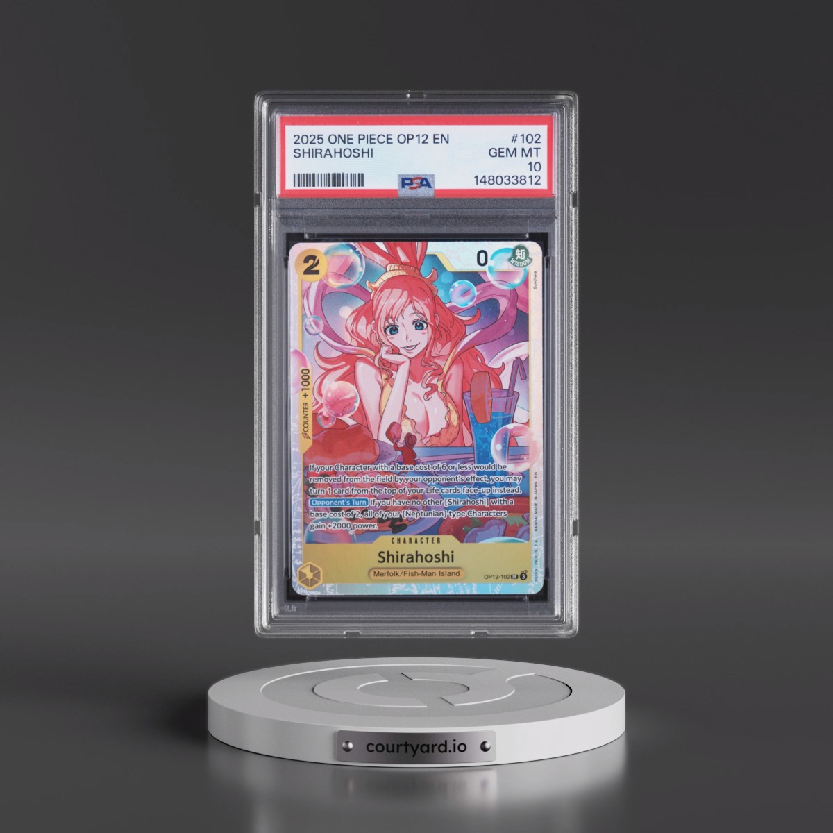 2025 One Piece OP12-Legacy of the Master #102 Shirahoshi (PSA 10 GEM MINT)