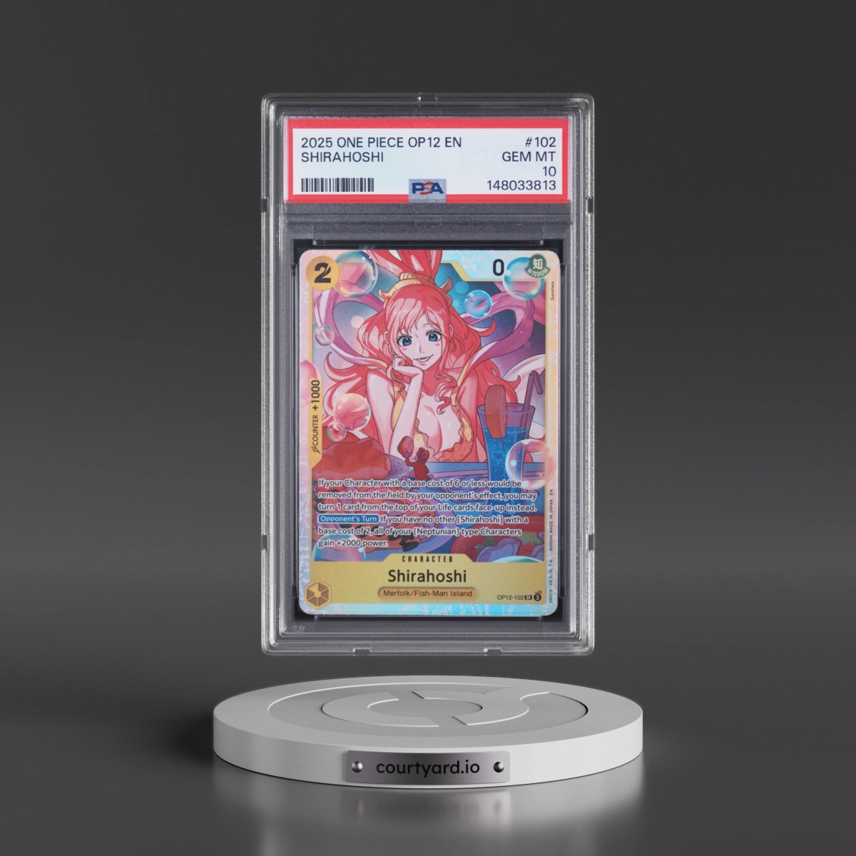 2025 One Piece OP12-Legacy of the Master #102 Shirahoshi (PSA 10 GEM MINT)