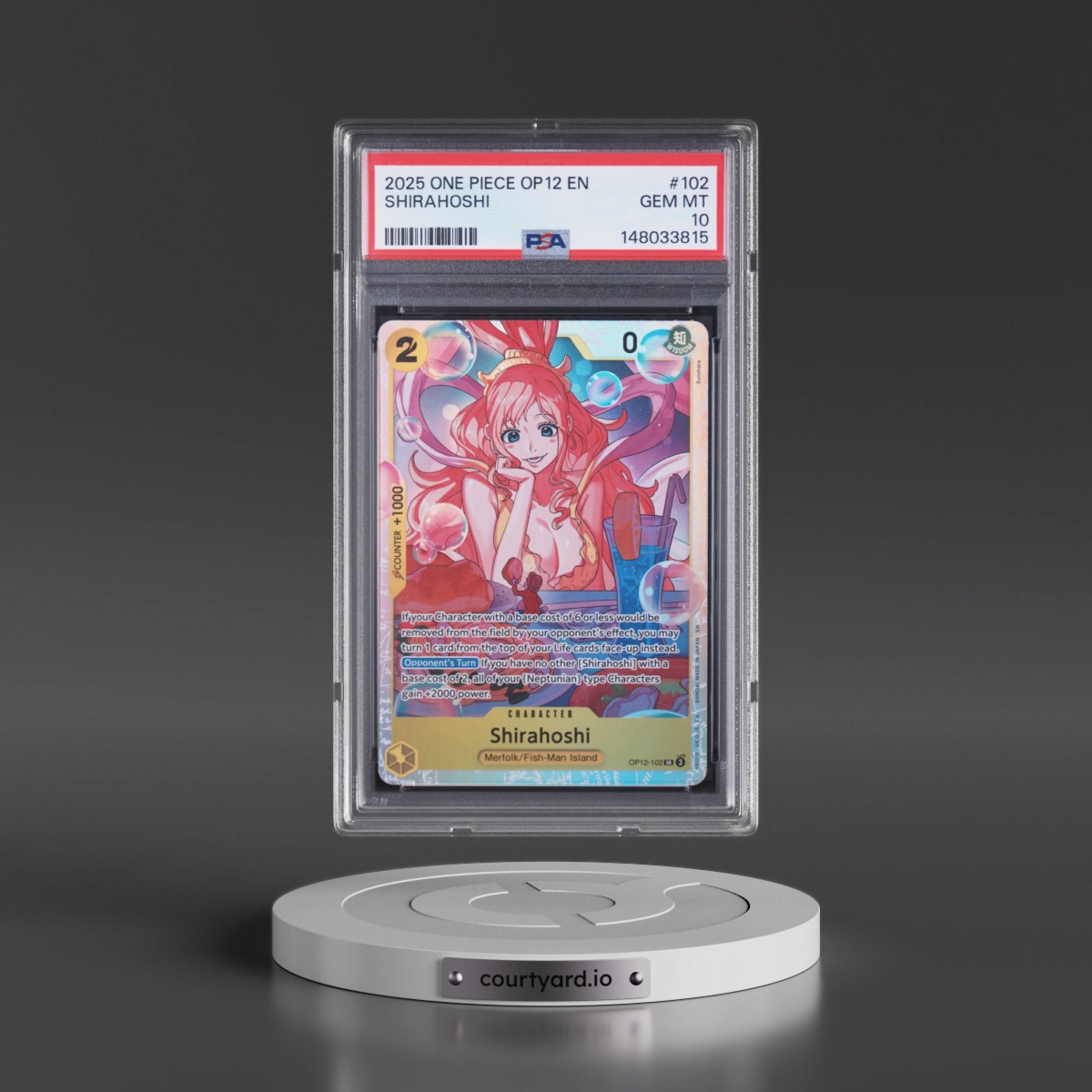 2025 One Piece OP12-Legacy of the Master #102 Shirahoshi (PSA 10 GEM MINT)
